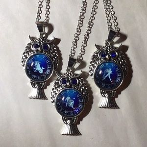 CLEARANCE!!!CHOOSE SIGN!!!  Zodiac Owl Necklace